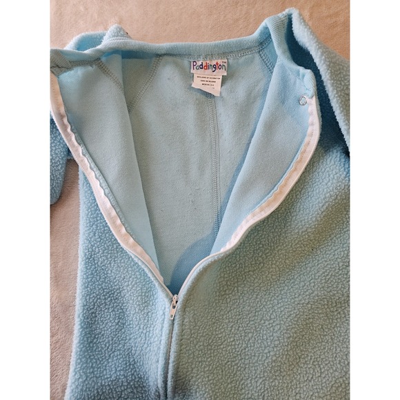 Vintage Paddington Bear Baby Fleece Sleeper XL 18-24M Blue Zip One-Piece USA - Picture 3 of 9